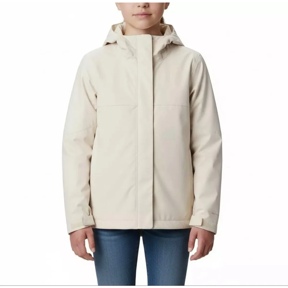 Columbia Youth Hikebound Omni Tech Waterproof Rain Jacket XS Cream NWT